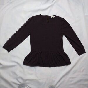 LOFT womens SWEATER purple TOP crew PLUM shirt WOOL CAREER casual SIZE M